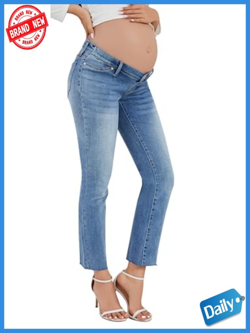 Maternity Jeans Under Belly Stretch Denim Straight Leg Pants Comfortable